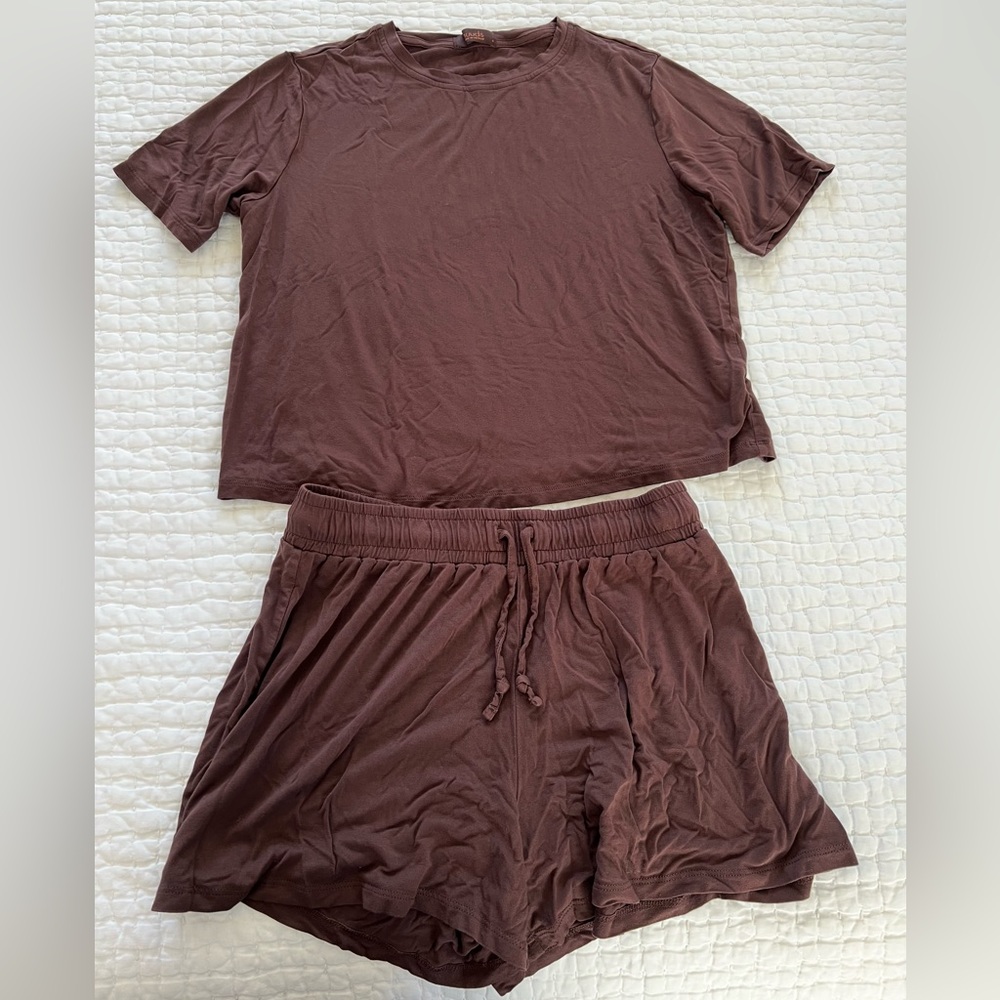 Nuuds Pajama Shorts Set - Small Coffee